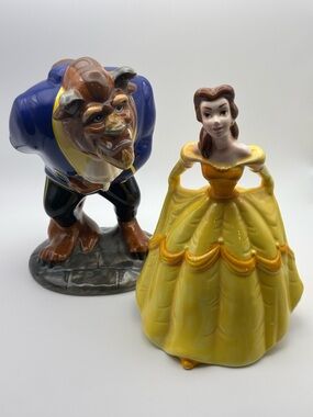 Vintage Walt Disney Beauty Belle And The Beast Porcelain Figurines